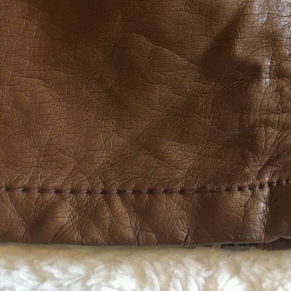 Cognac Vegan Leather Zip Up High Waist Mini Skirt - Picture 7 of 16
